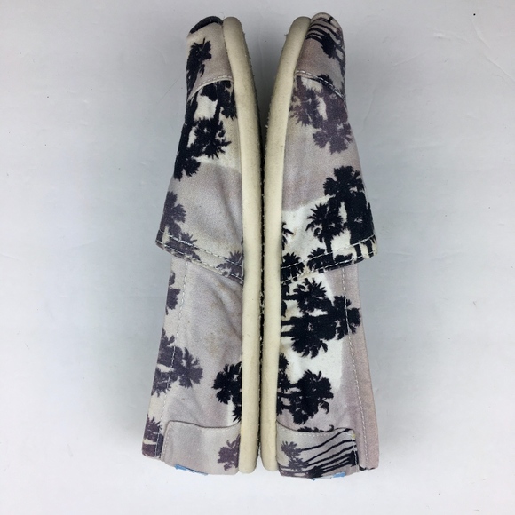TOMS Palm Tree Gray Black Slip On Shoes Size 7 - Picture 2 of 8